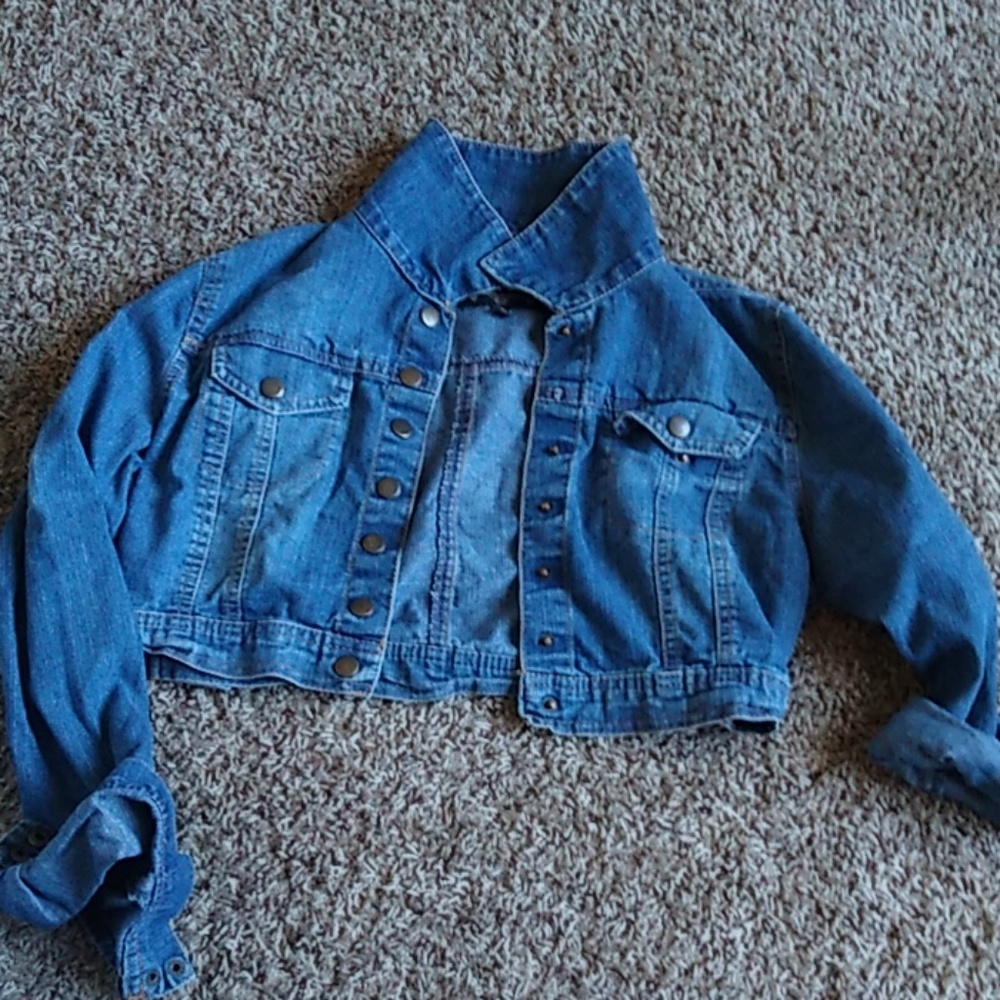 Denim crop blue jean jacket